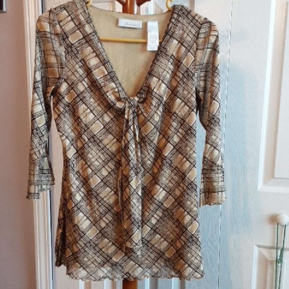 JH Collectibles Beige and Black Checkered Tunic
